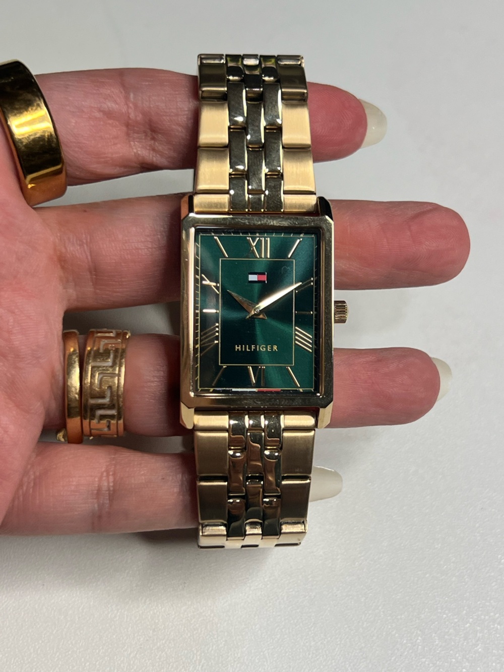 Tommy Hilfiger Gold-Tone Bracelet Watch with Green Dial